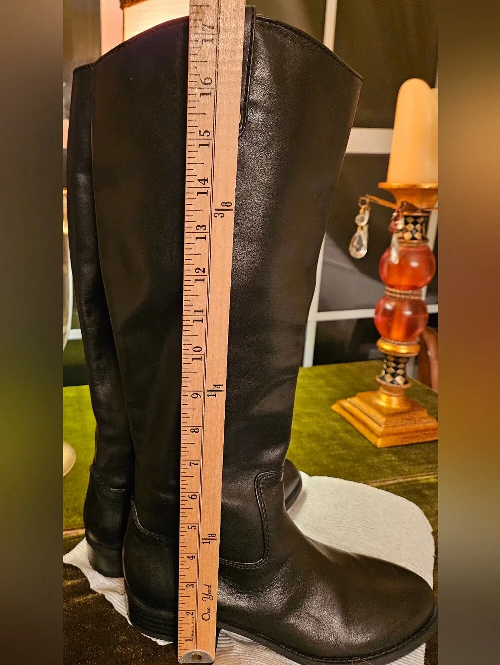 INC International Concepts Fawne Black Leather Riding Boots 7.5 M - FLAWLESS
